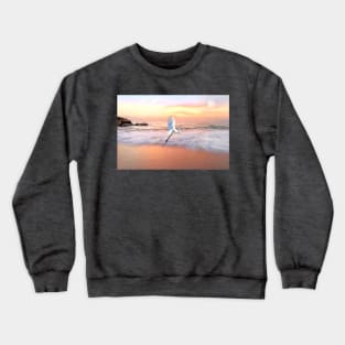 Egret Flies Toward an Ocean Sky Crewneck Sweatshirt